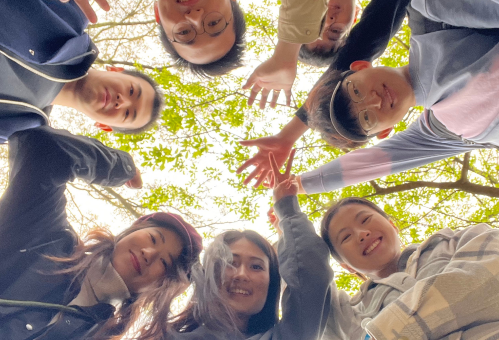 Student Mentors and mentees gathering in the forest